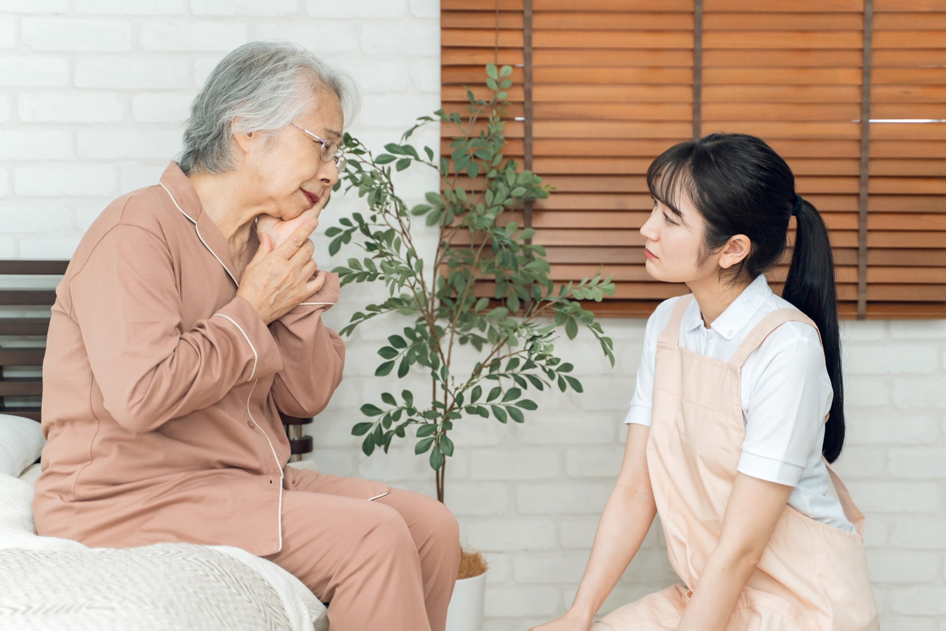 歯を気にする女性の高齢者